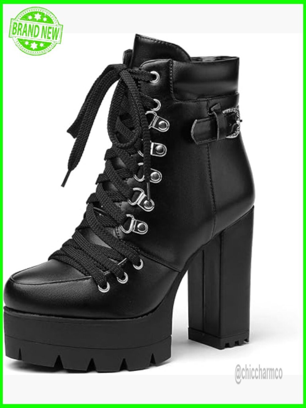 Sexy High Heel Platform Booties Lace Up Suede Ankle Boots Chunky Heel